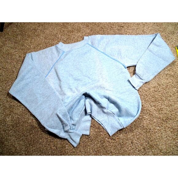 Vtg Pannill XL Raglan Sleeve Sweatshirt Unique Sun Faded Blue Heathered Crewneck - Picture 1 of 6